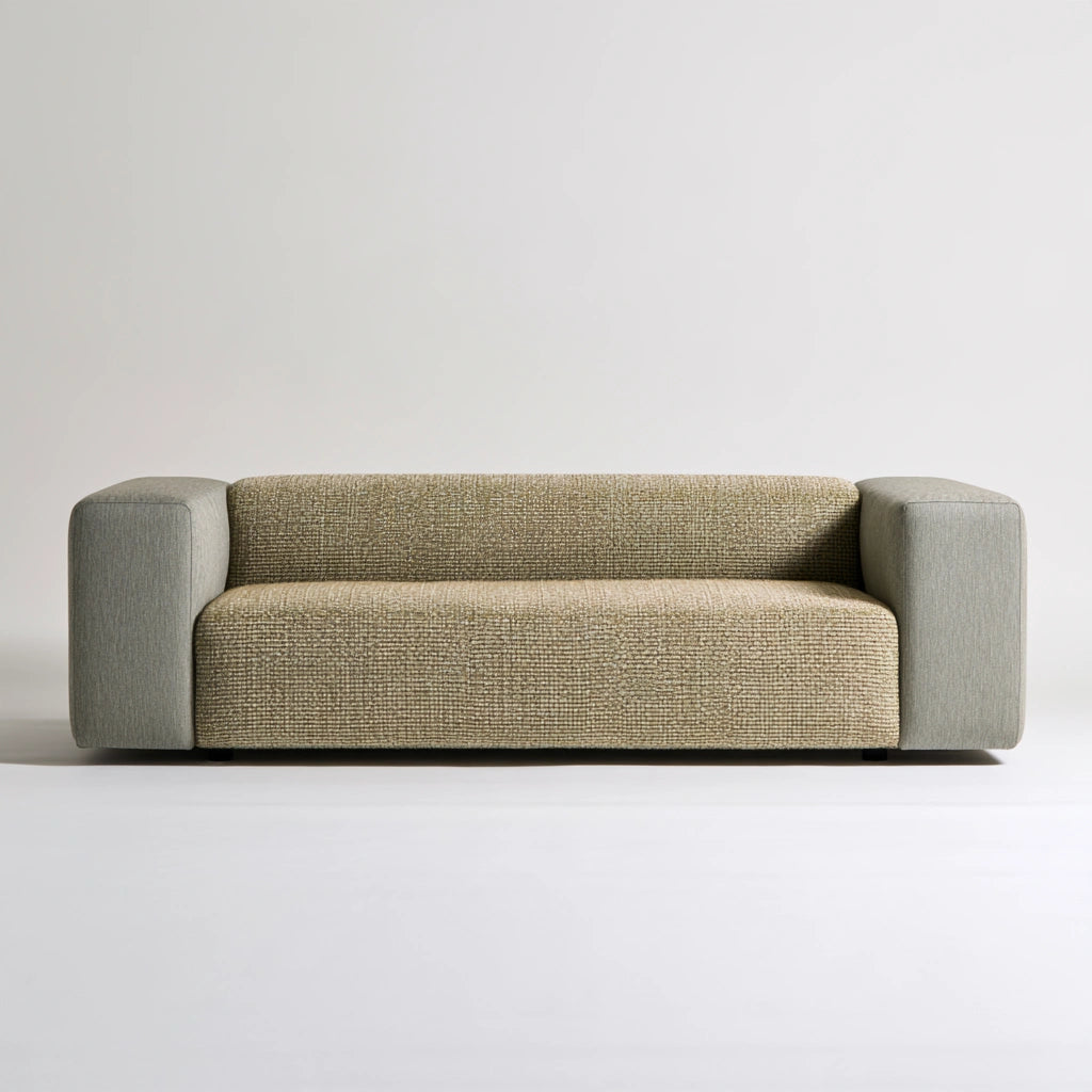 Modernes Polstersofa, mit klarer Formgebung, Farbe: grau