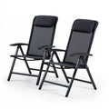 Set aus zwei klappbaren Gartenstühlen, mit klarer Formgebung, klappbar, Farbe: schwarz