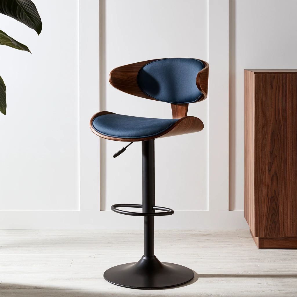 Kompakter Sitzhocker, mit Stoffbezug, Farbe: marineblau